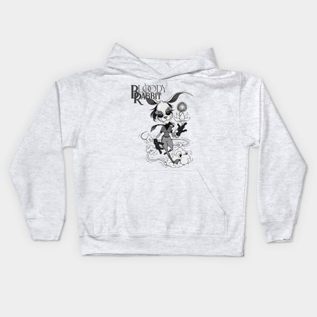 SKATING BLOODY RABBIT 01 Kids Hoodie by roombirth